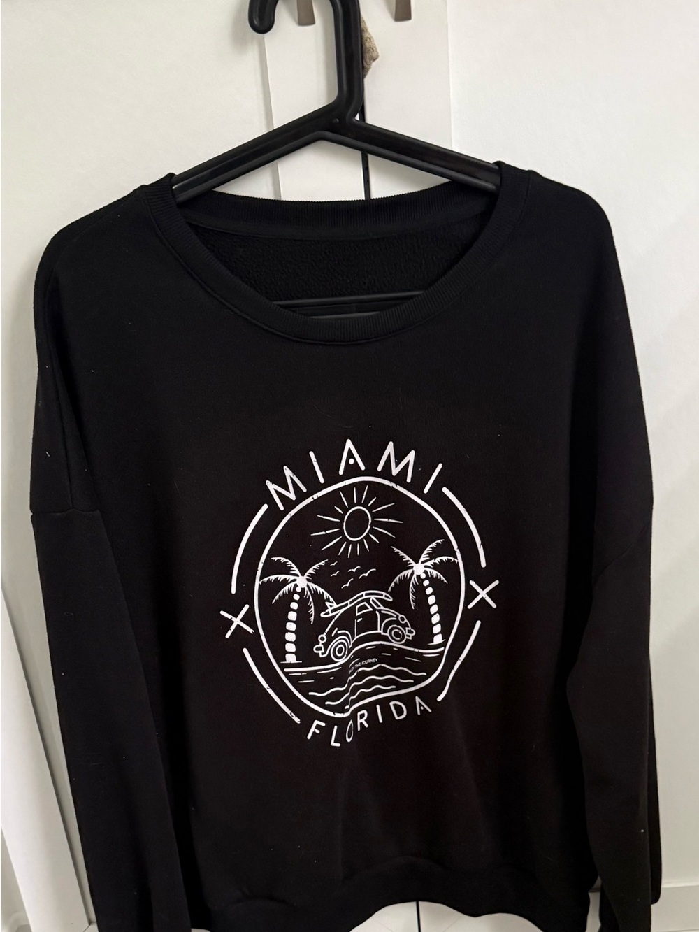 Black Graphic Miami Florida Crewneck Sweatshirt - Women